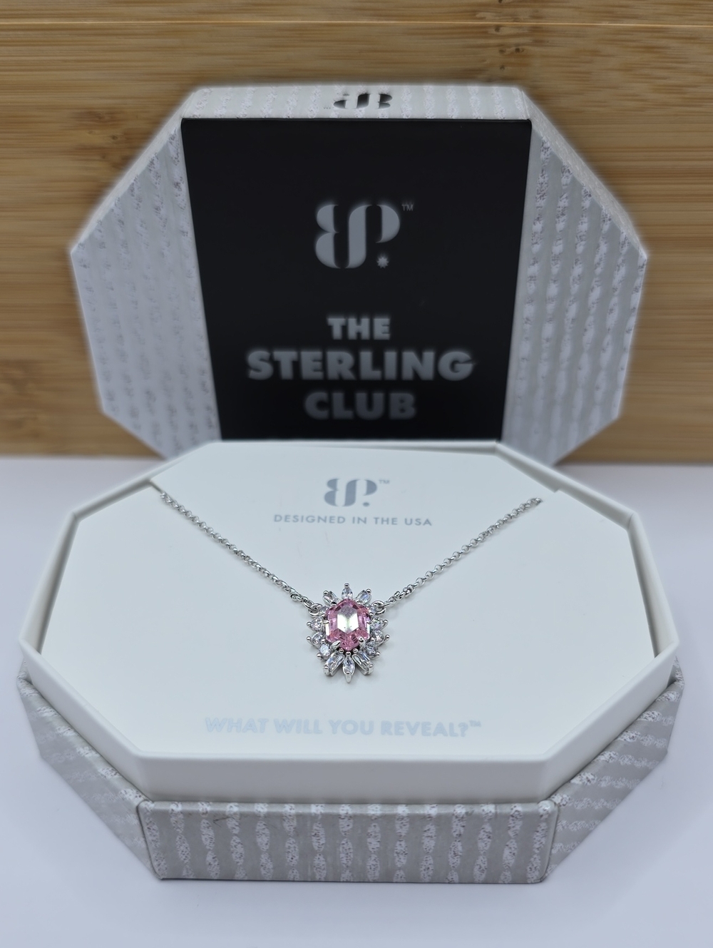 New Bomb Party Necklace .925 Solid Sterling Silver Rose Quartz CZ NK35106 Luxury